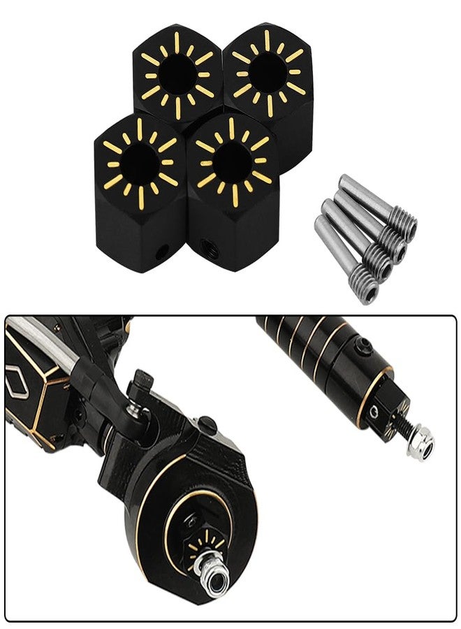محول عجلة نحاسي مطلي باللون الأسود من Pothyes Wheel Hex Hub لـ Axial SCX10 PRO AXI03028 SCX10 III Capra 1.9 UTB 1/10 RC Crawler Upgrade Part (9mm) - Image 3